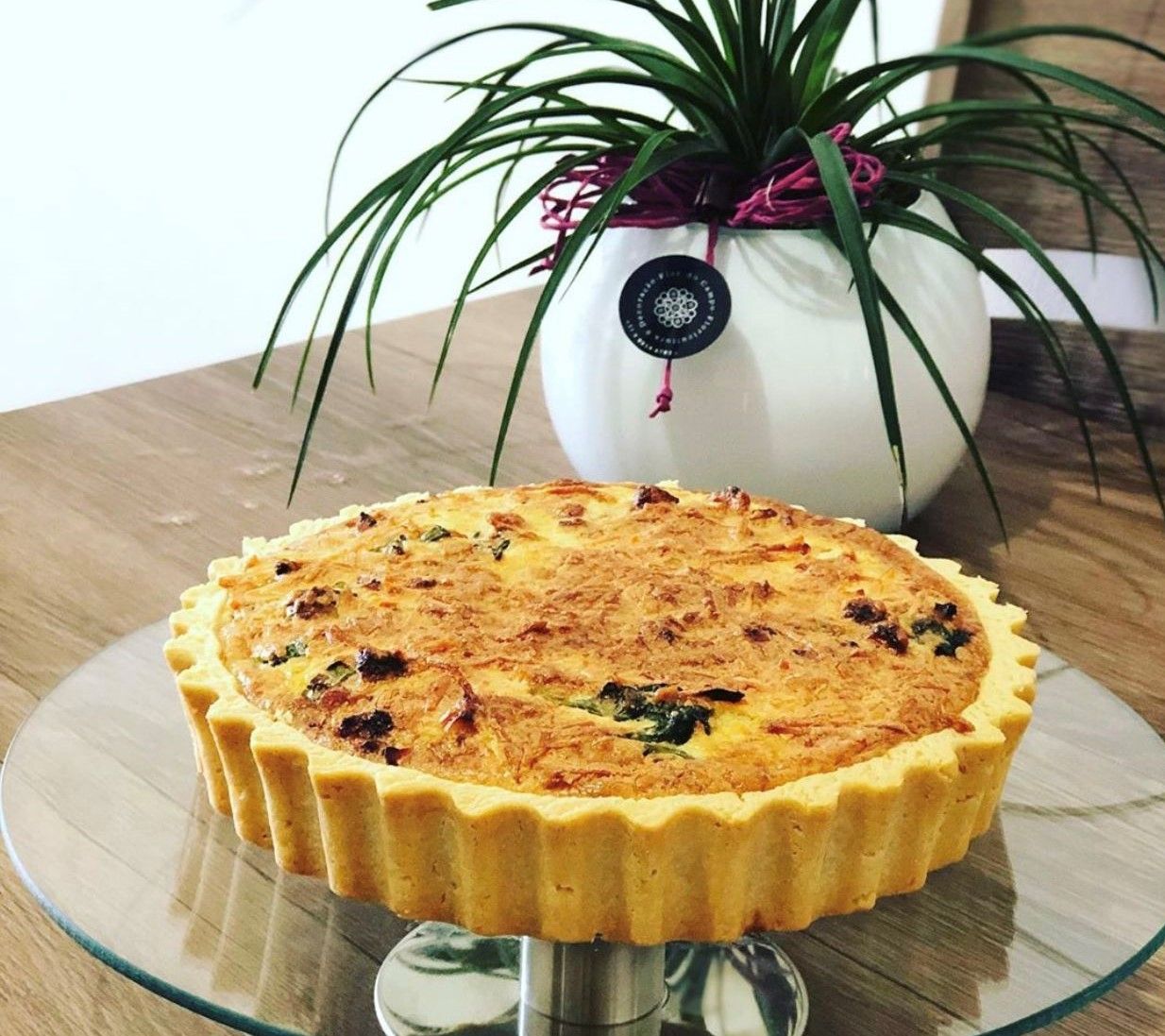 Quiche Franbacon de espinafre com alho poró