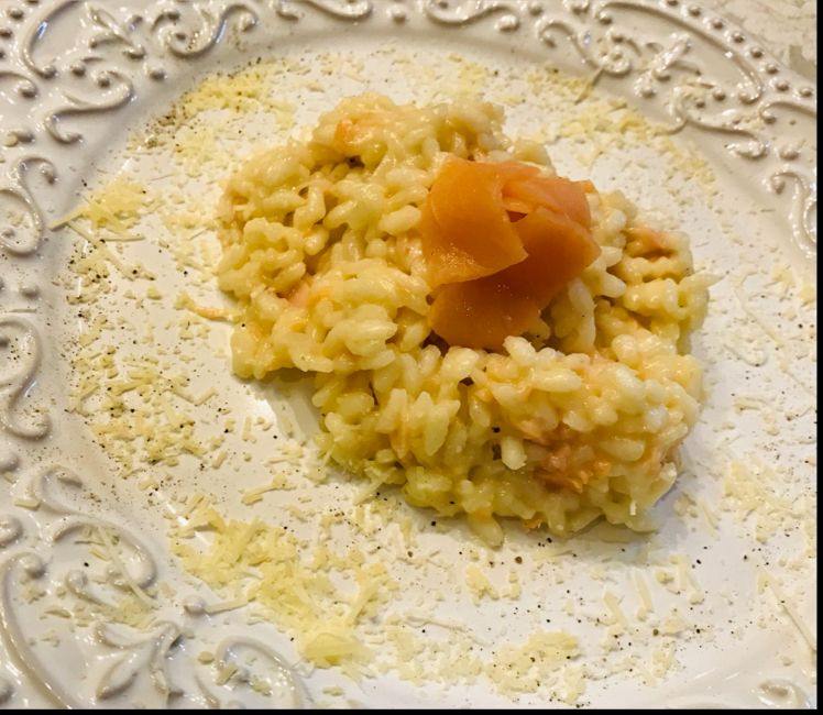 Risoto de salmão defumado